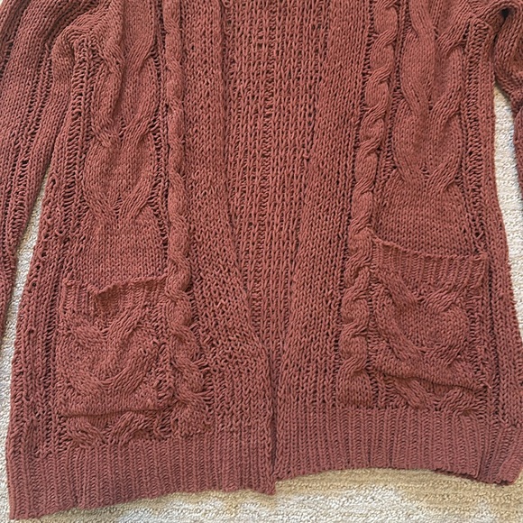 Woman’s dark orange/rust colored cardigan. - Picture 3 of 4